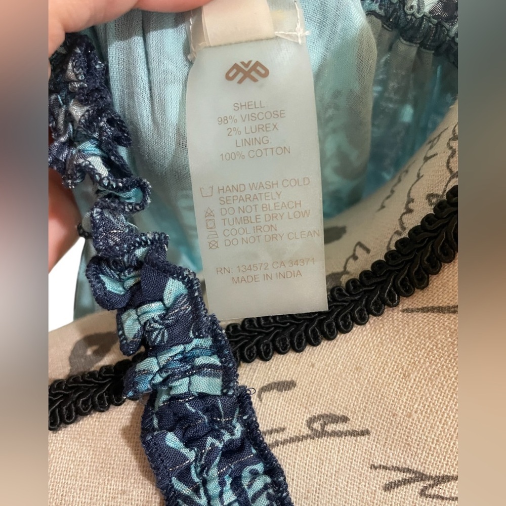PQ Swim Halter Tiered Maxi Dress Blue Boho Metallic Lurex M/L NWOT - Picture 10 of 11